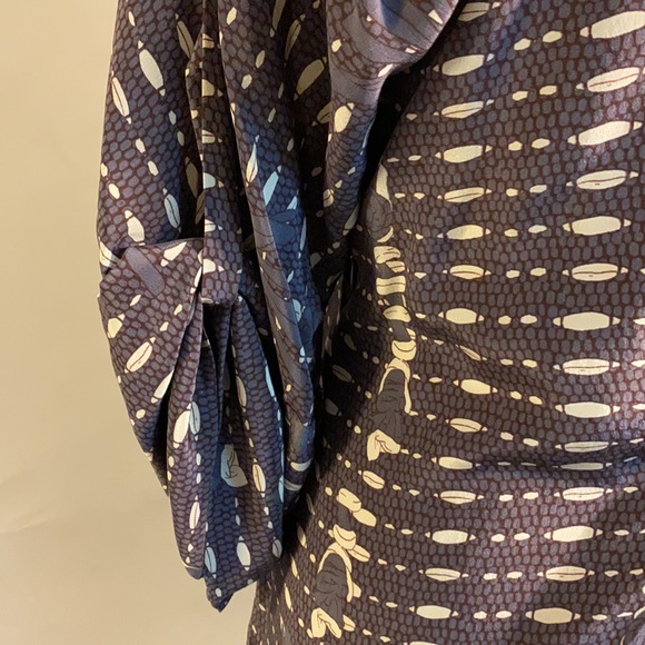 Dusty silk dress with cream grosgrain ruffle - Picture 5 of 10